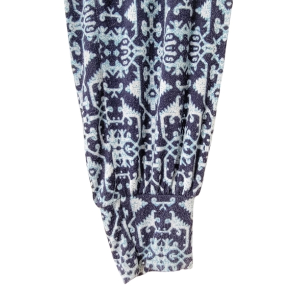ARTISAN NY Womens Sz S Boho Joggers Lounge Comfy Pants Blue White Pattern - Picture 4 of 11
